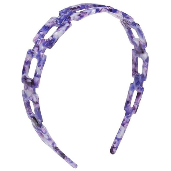 NWT Womens Draper James Chain Link High Fashion Headband in Purple Tortoise - Picture 2 of 4